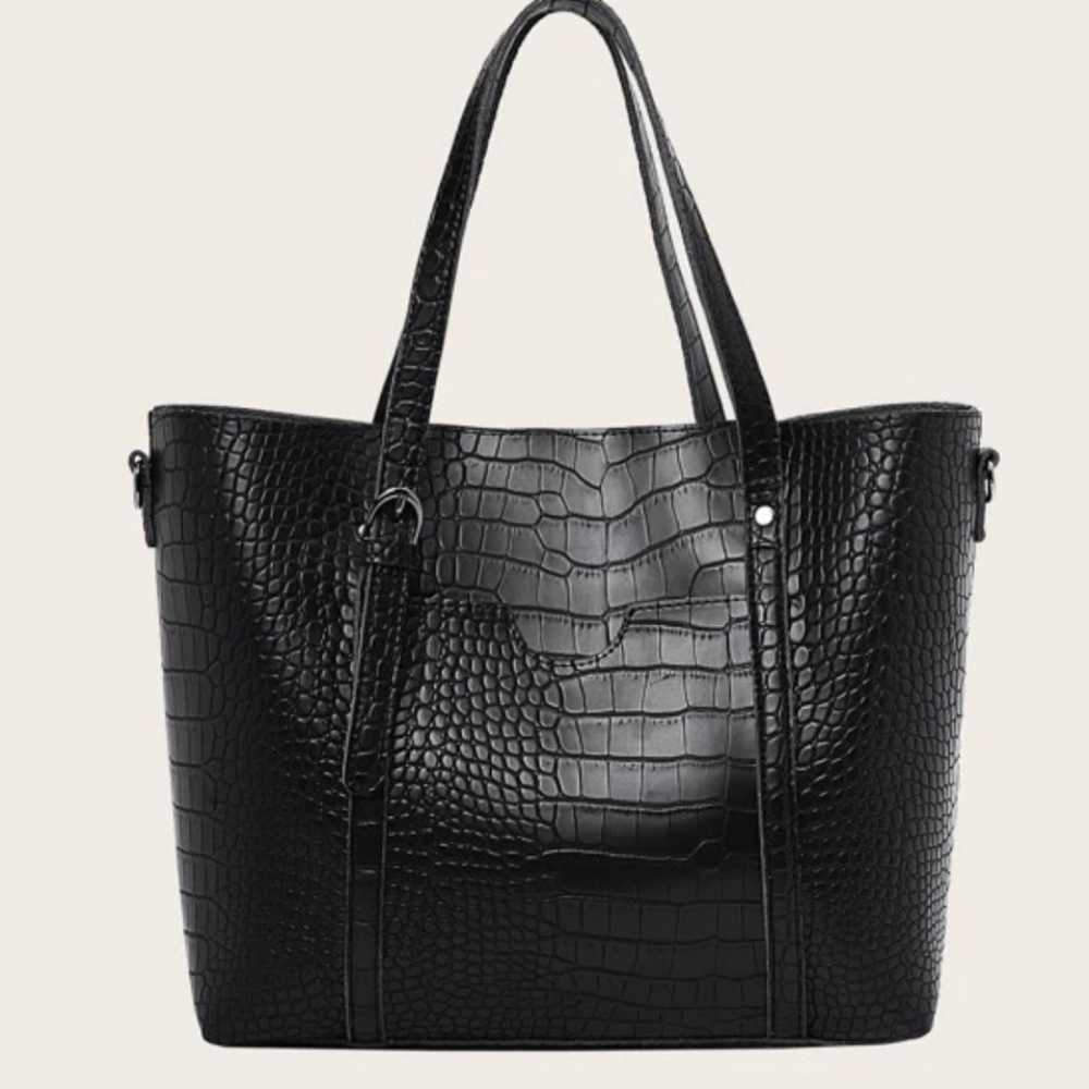 Faux leather black handbag